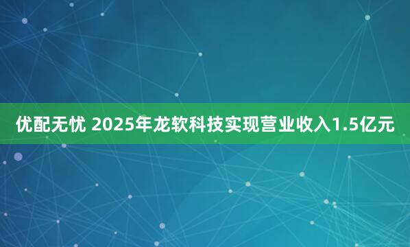 优配无忧 2025年龙软科技实现营业收入1.5亿元